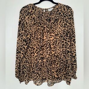 Ava & Viv Leopard Print Blouse in Tan and Black